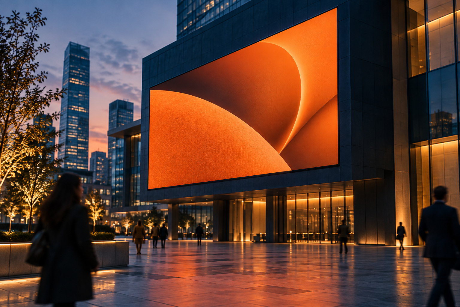 Painel de mídia digital em um ambiente urbano